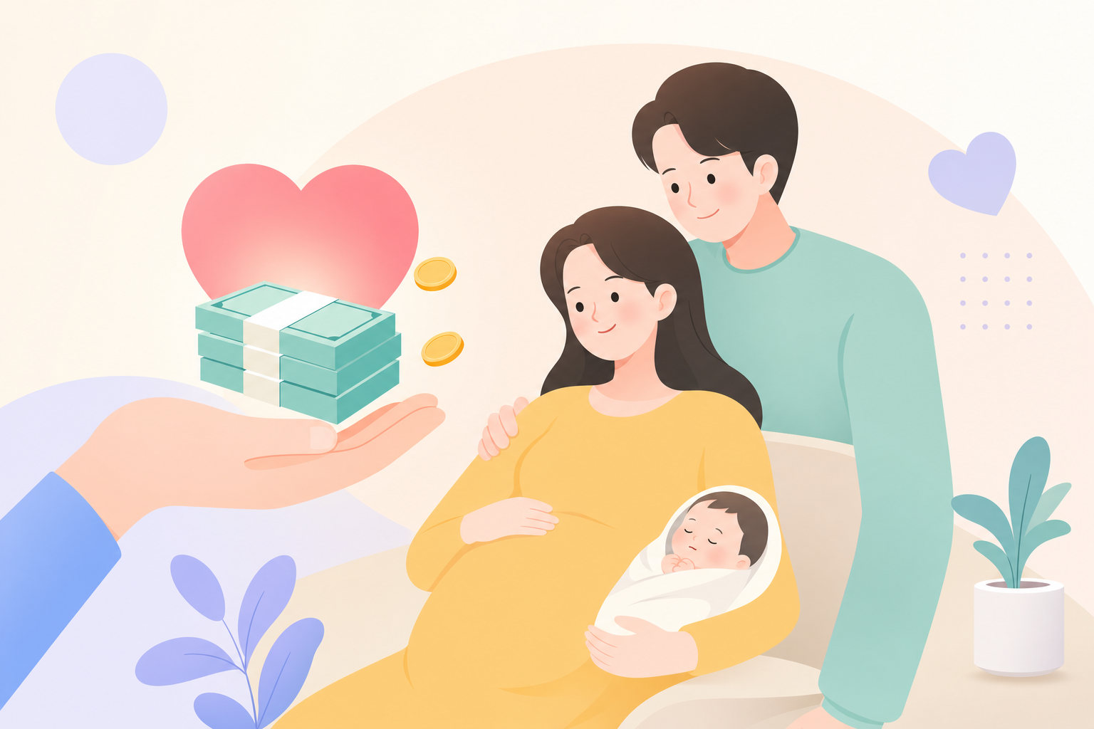 2026 해산급여 신청 방법 총정리 | 출산 시 70만원 현금 지급 관련 일러스트 (hero)