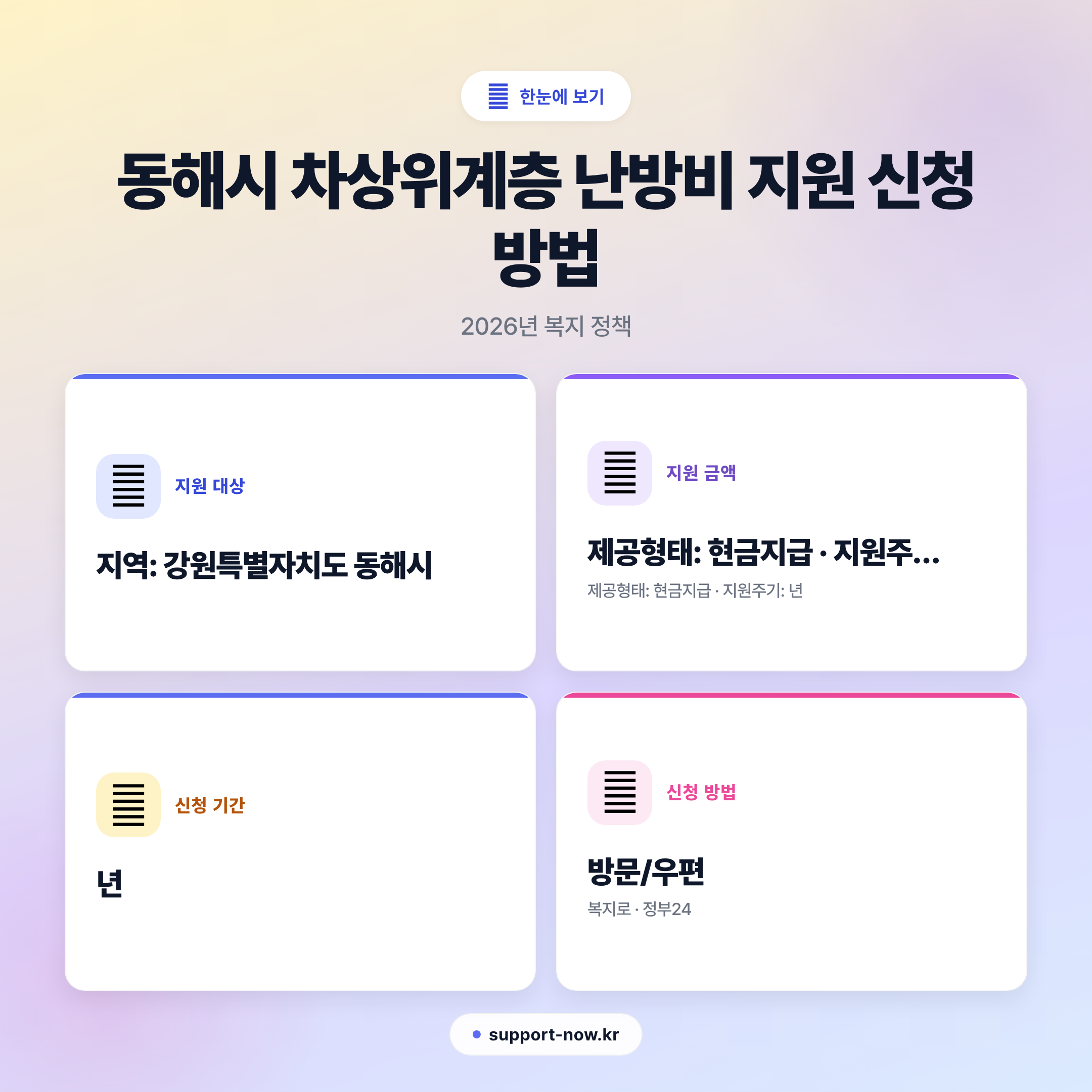 2026 동해시 차상위계층 난방비 지원 신청 방법 총정리 한눈에 보기 카드뉴스