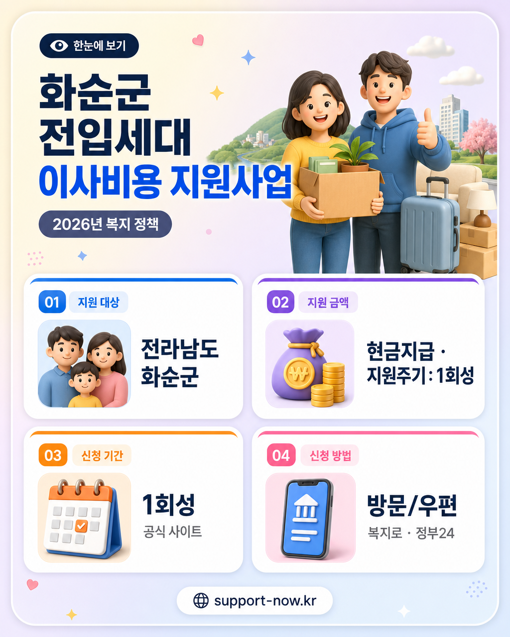 2026 화순군 전입세대 이사비용 지원사업 총정리 한눈에 보기 카드뉴스