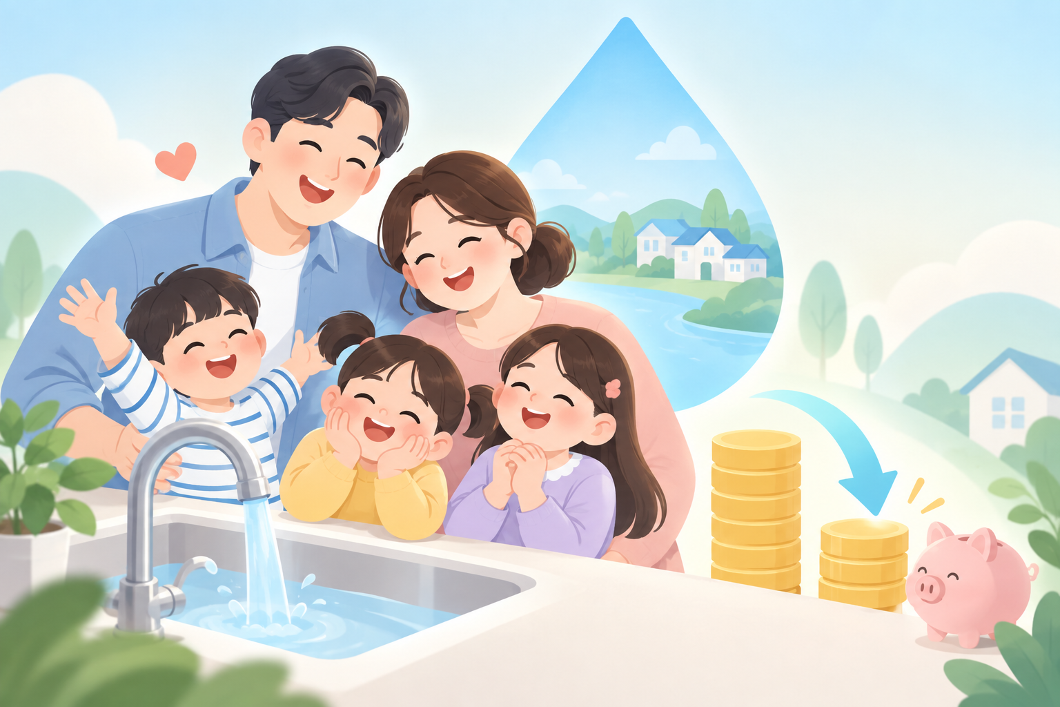 2026 다자녀 상수도 요금감면 신청 방법 총정리 | 고창군 관련 일러스트 (hero)